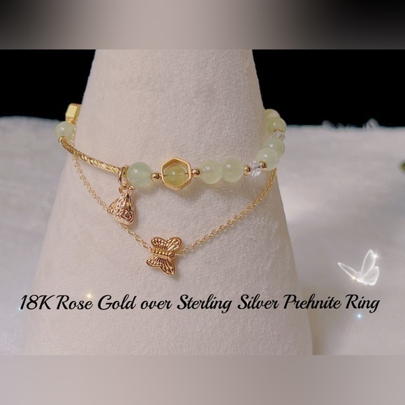 14K Gold Plated Prehnite Bracelet